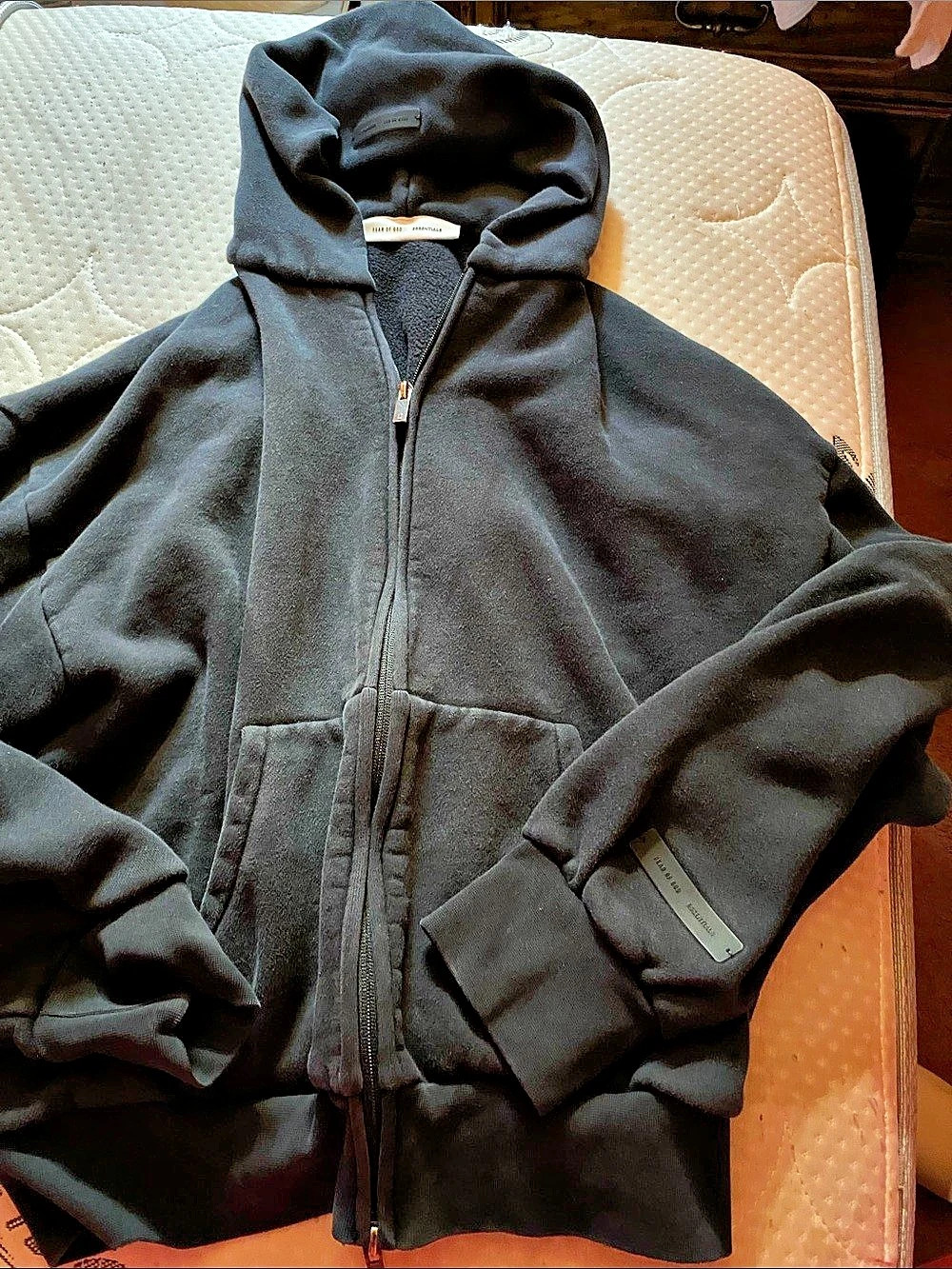 Fear of God Essentials Classic Full Zip-Up Hoodie Black